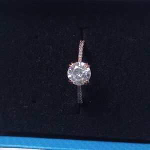 Swarovski Constella Plated Rose Gold Solitaire Zirconia Channel Set 6 3/4 Ring